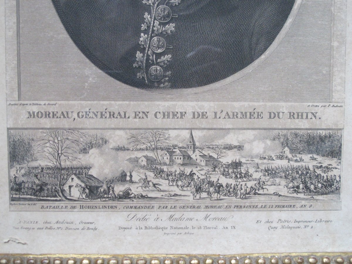 Engraving Moreau General In Chief Army Of The Rhine By Audouin Battle Of Hohen Linden An IX Empire-photo-3