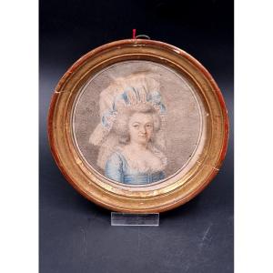 Portrait Dessin Réhaussé Femme d'époque Louis XVI  Augustin : Préparation Pour Une Miniature