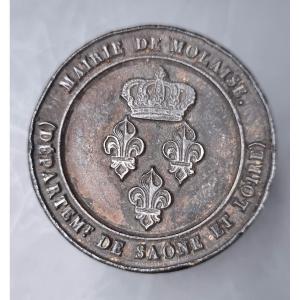 Cachet Sceau En Bronze Mairie De Molaise Département De Saône Et Loire époque Restauration XIXe