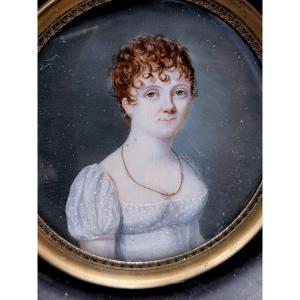 Miniature Young Woman From The First Empire Period Early 19th Century