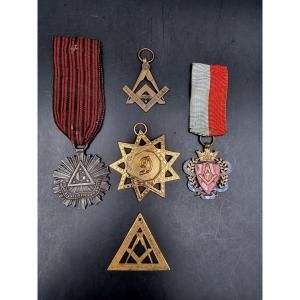 Set Of Freemason Medals Lodges Of Lyon
