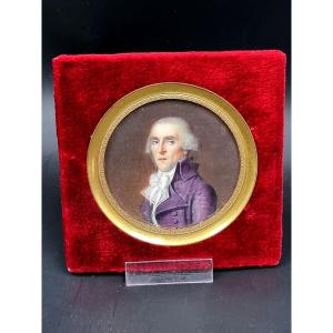 Miniature Of A Young Man Of Character From The Louis XVI / Directory Period, Very Beautiful Habit 