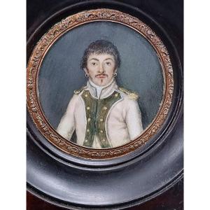 Miniature Of A French Soldier Empire Or Ancien Régime Period White And Green Uniform 