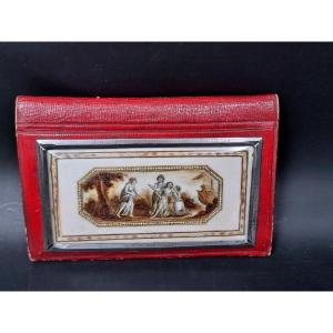 First Empire Period Wallet In Red Leather And Trimmed With A Miniature Steel Clasp