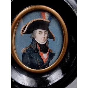 Rare Miniature Of A French General From The Revolutionary Period Bicorne Uniform National Colors