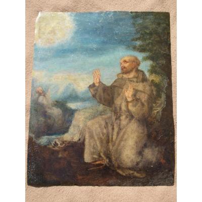 Painting On Copper Probably Saint Francis XVIIth Century