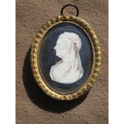 Miniature On Ivory Woman Profile Bust