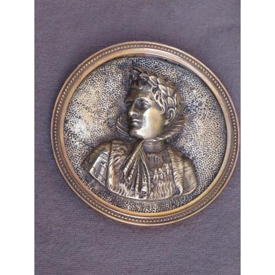 Medallion Bust Napoleon Lauré Circular Brass Frame