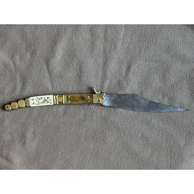 Navaja Horn And Bone Folding Knife Toledo Marked Blade