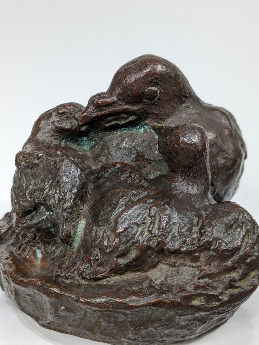 La nichée - bronze 1920-40 - Yoshitomo W.  1889-1963 - Japon  # 187-photo-3