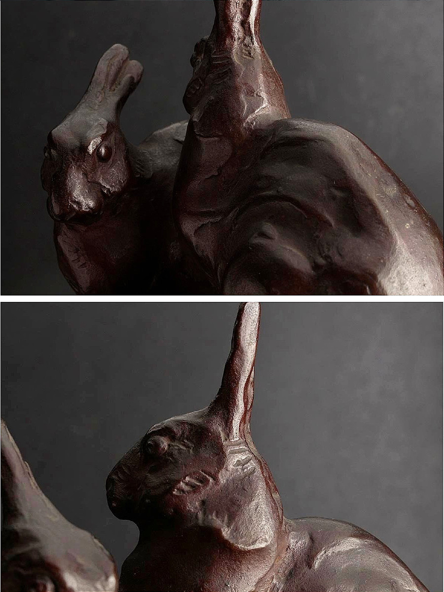 Pair Of Hares - Bronze 1930-30 By Natsume Sadayoshi (1895-1944?) #574-photo-6