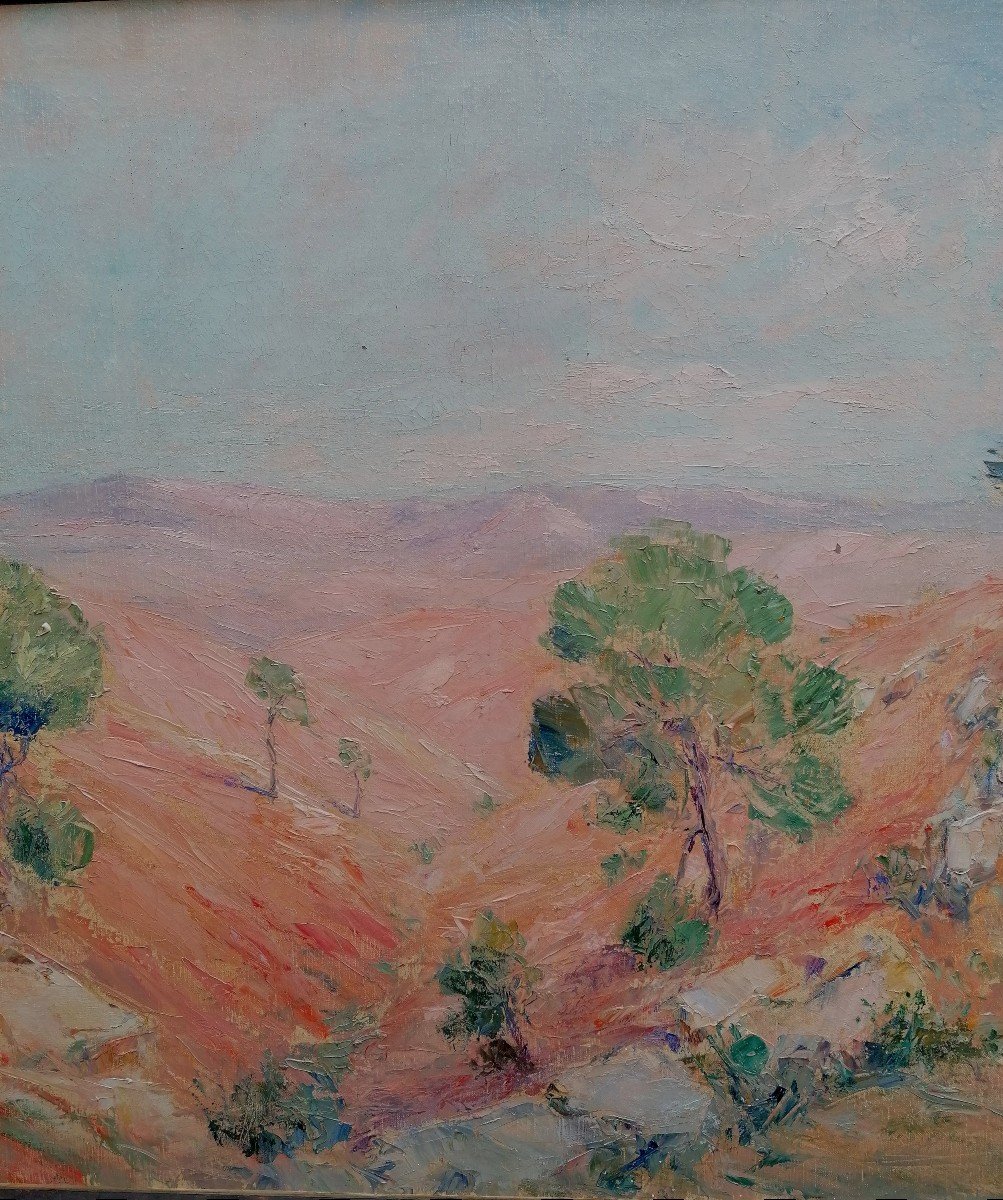 René Hanin - Orientalist School - Landscape -  " Boghari - Algerie " - 80 X 130 Cm - Oil On Canevas --photo-4