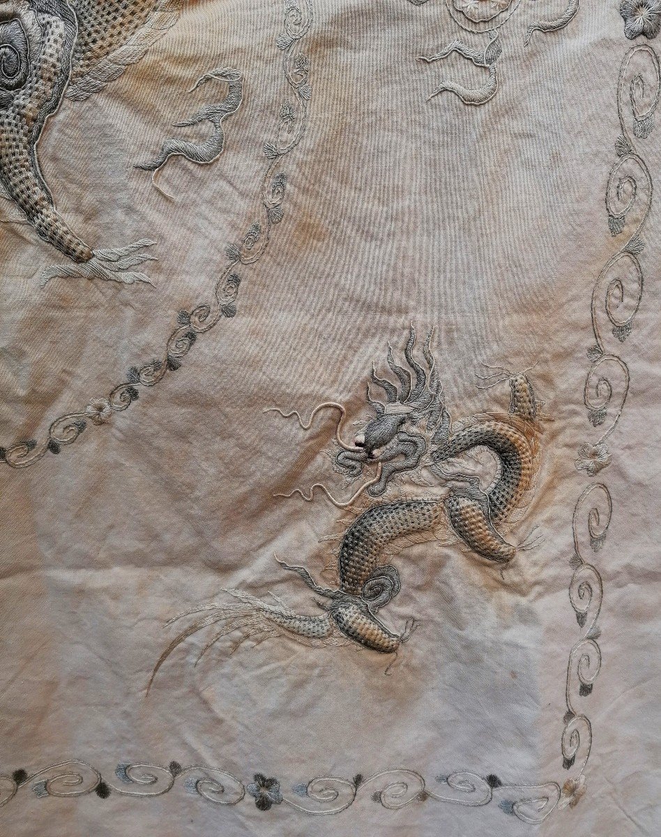 Tenture - Broderie - Dragons - Chine - Vietnam - 135x 135 Cm - XX Eme --photo-1