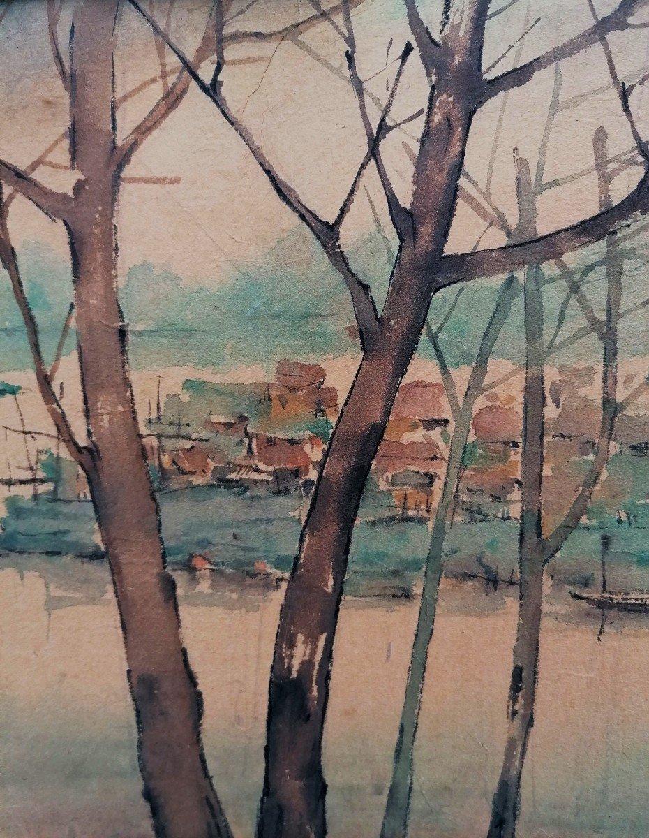 Watercolor - Animated Landscape In Vietnam - Period XX Eme Century - Signature To Identify --photo-1