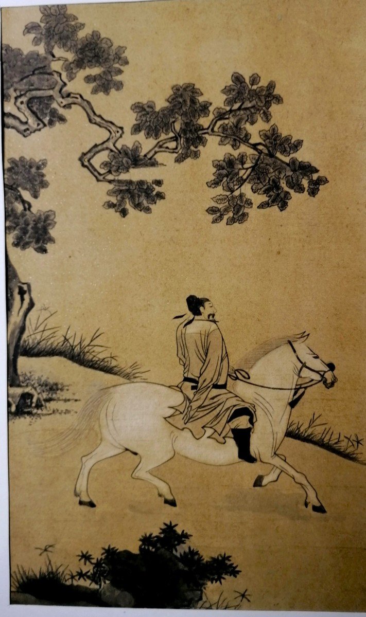 Korean Print - Character On A Horse - Gongjae Yoon Du - Seo1668- ? - 19th Century Period? -