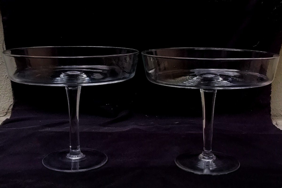 Pair Of Blown Glass Cake Stands - 20th Century --photo-3