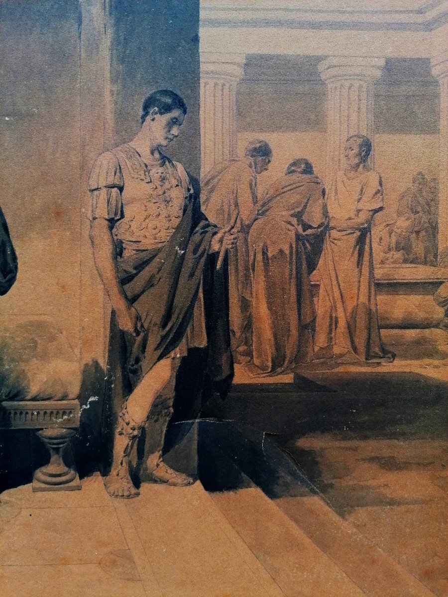 Gabriel Béringuier (1842-1913 )- Dessin Et Lavis - Scène d'Après l'Antique - Sevère - caracalla-photo-4