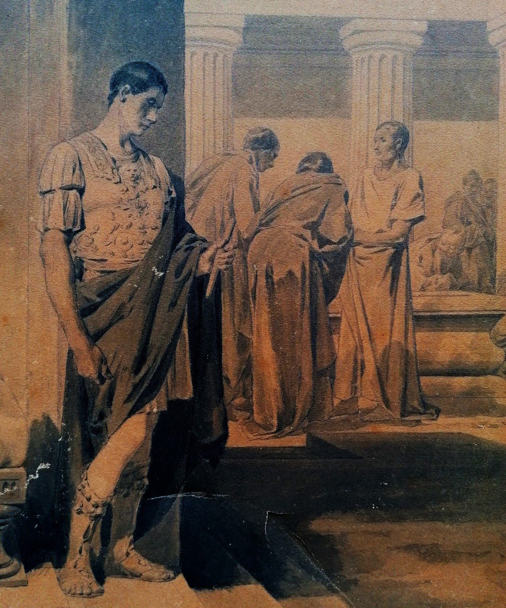 Gabriel Béringuier (1842-1913) - Drawing And Wash - Scene After Antiquity - Severe - Caracalla-photo-5