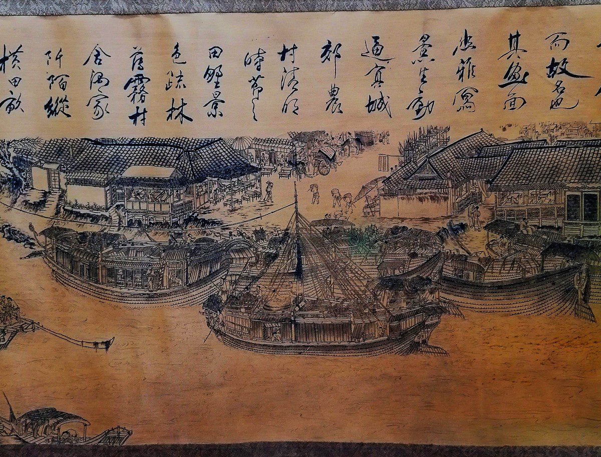 China 20th Century - Silk Printing - Zhang Zeduhan - Along The River - Qingming Festival --photo-1