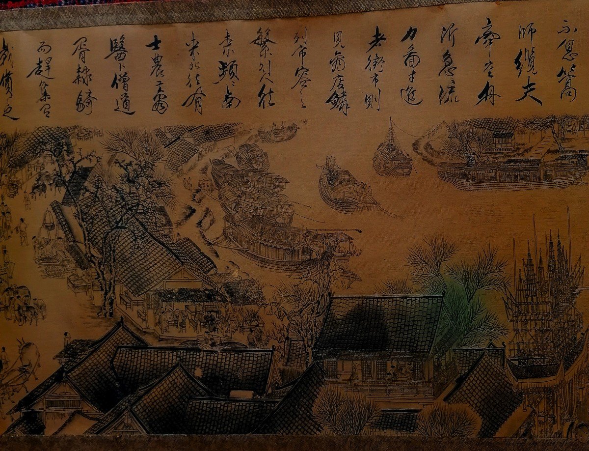 China 20th Century - Silk Printing - Zhang Zeduhan - Along The River - Qingming Festival --photo-3