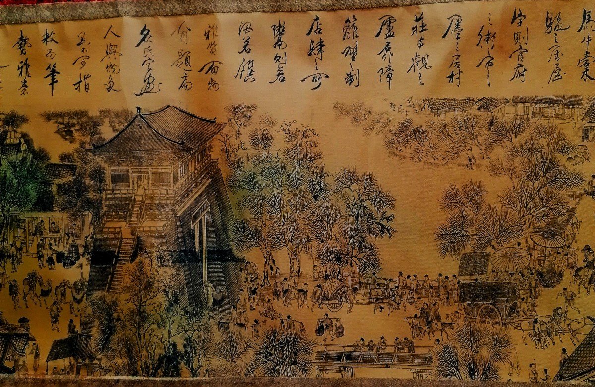 China 20th Century - Silk Printing - Zhang Zeduhan - Along The River - Qingming Festival --photo-5