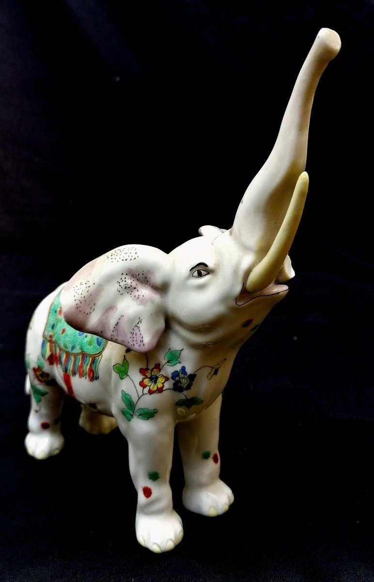 Eléphant - Porcelaine Samson-chantilly - Décor Kakiemon -  XXème Siècle --photo-2