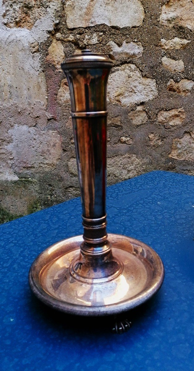 Pied de Lampe - Bronze Argenté - Style Louis XVI - Empire - XXème Siècle -