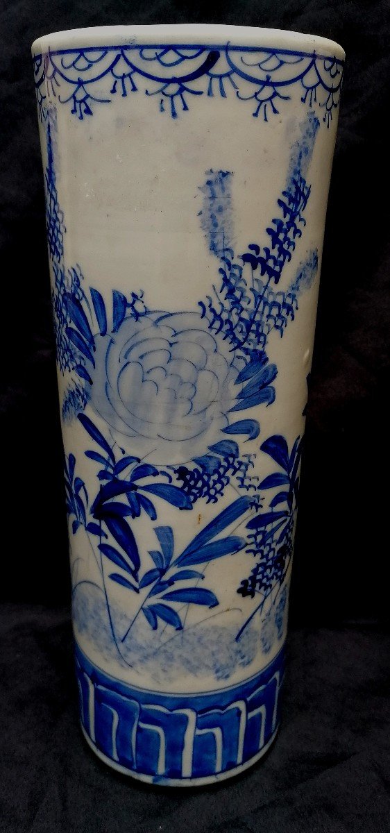 Paire De Vases Rouleaux - Porcelaine Blanc-bleu - Japon - Sèto Période Meiji - XIXème --photo-2