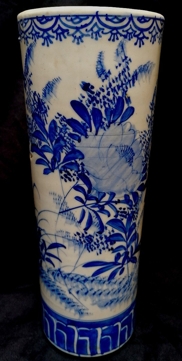 Paire De Vases Rouleaux - Porcelaine Blanc-bleu - Japon - Sèto Période Meiji - XIXème --photo-3