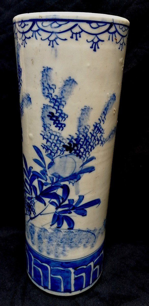 Paire De Vases Rouleaux - Porcelaine Blanc-bleu - Japon - Sèto Période Meiji - XIXème --photo-1