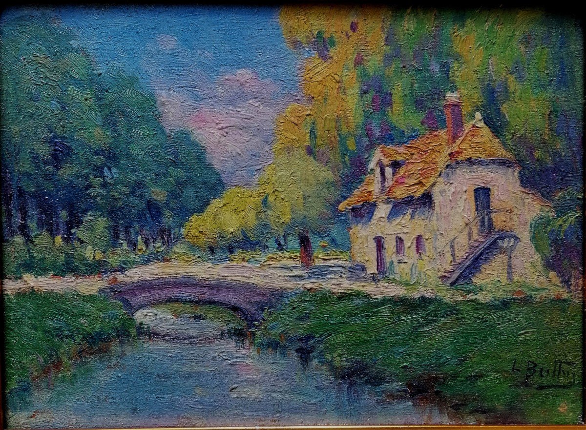 Louis Battin - Oil On Wood - House In A Park In Versailles - Circa 1910 - 1/2 --photo-2