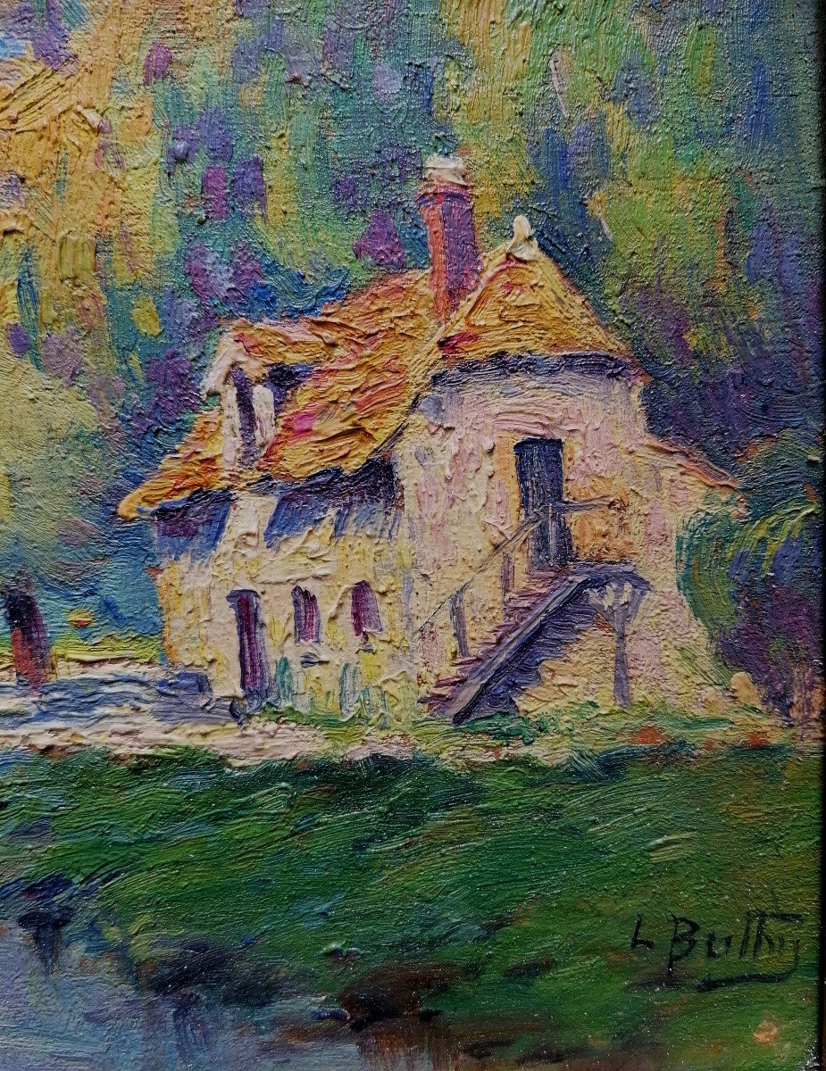 Louis Battin - Oil On Wood - House In A Park In Versailles - Circa 1910 - 1/2 --photo-3