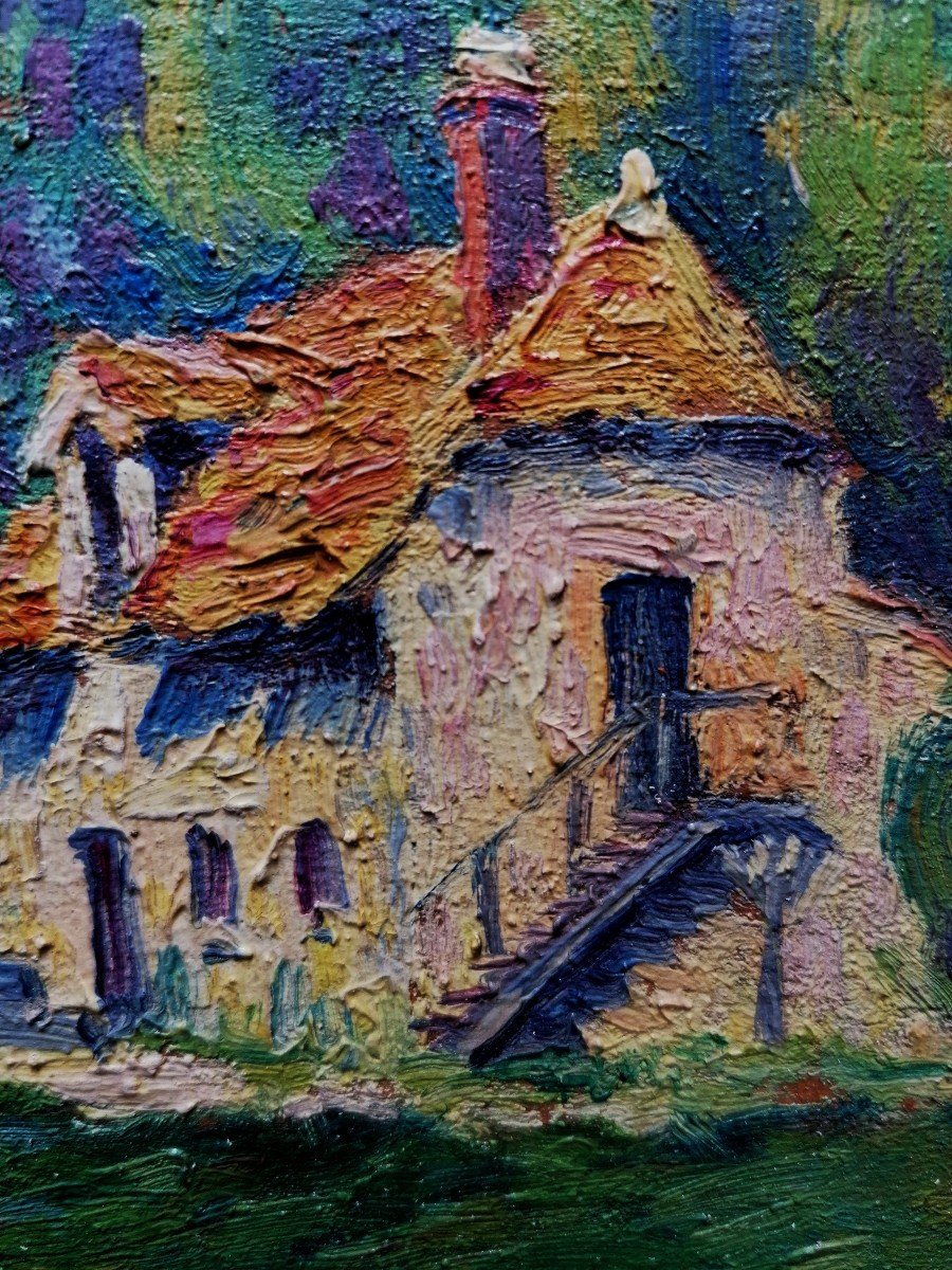 Louis Battin - Oil On Wood - House In A Park In Versailles - Circa 1910 - 1/2 --photo-1