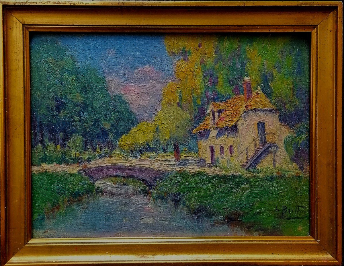 Louis Battin - Oil On Wood - House In A Park In Versailles - Circa 1910 - 1/2 -