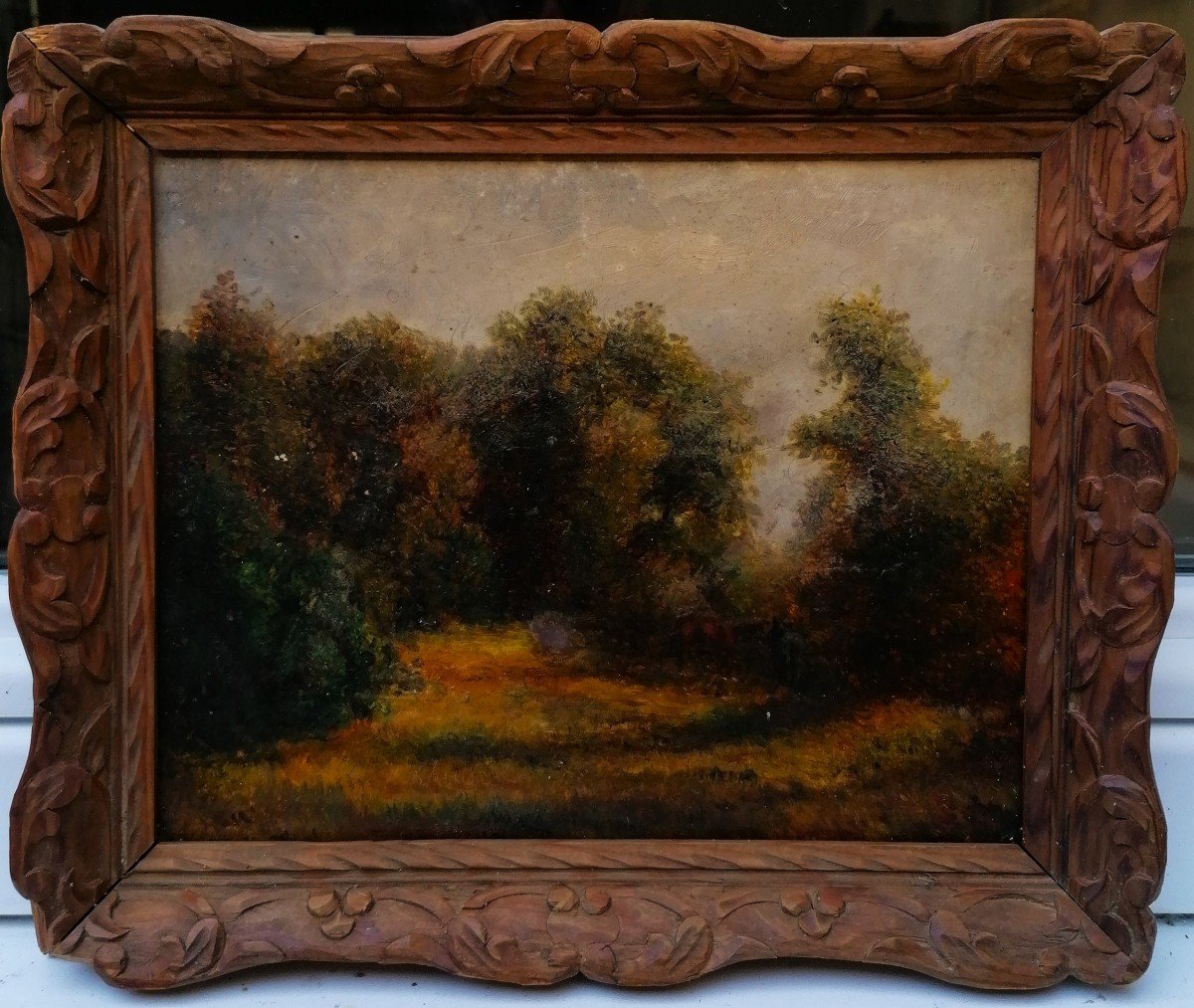 Oil On Wood - Landscape With Horses - Barbizon - 19th Century - -photo-1