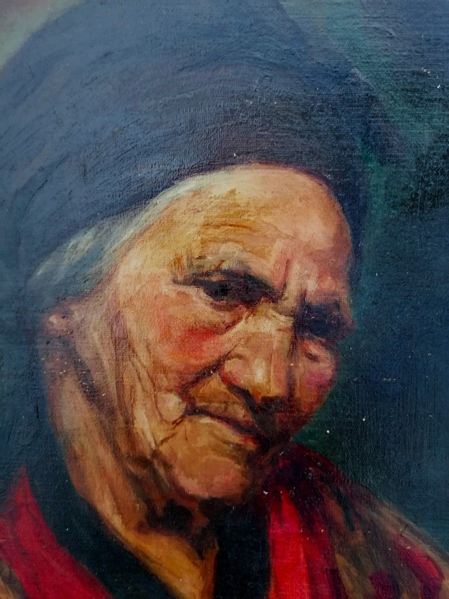 Oil On Canvas - Portrait Of An Elderly Woman - Late 19th Century - South West --photo-1