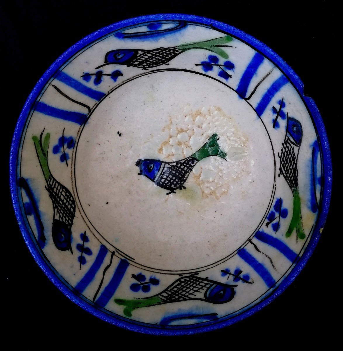 Bol en Céramique Siliceuse - Perse -frise A Décor d'Oiseaux - XVIII Ou XIXème -