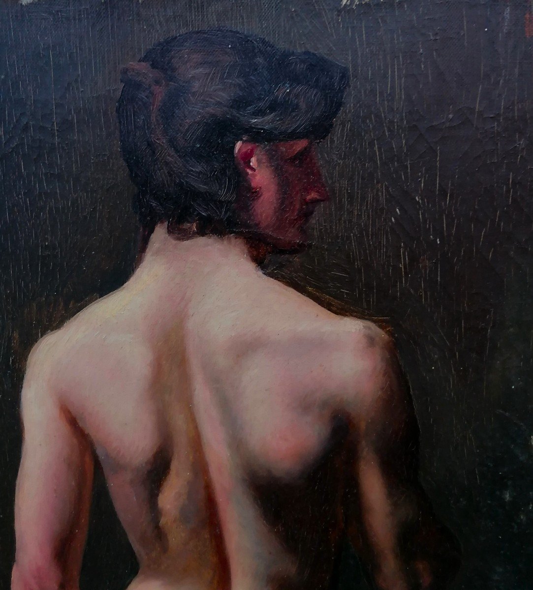 Oil On Canvas - Male Nude - 19th Century - 85 X 52 Cm --photo-2