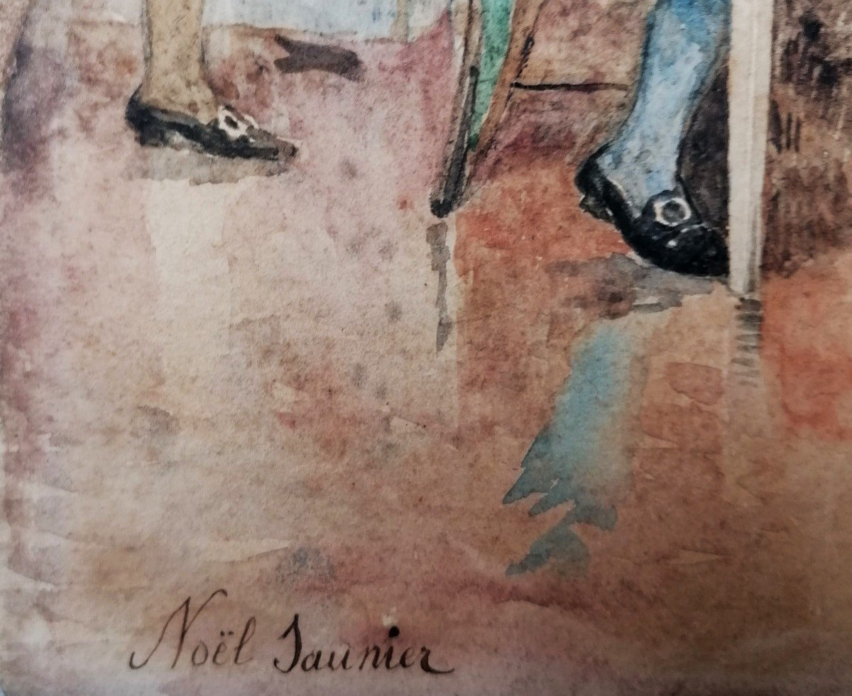 Noel Saunier 1847-1890 - Watercolor - Champagne Snack - 19th Century Period - -photo-4