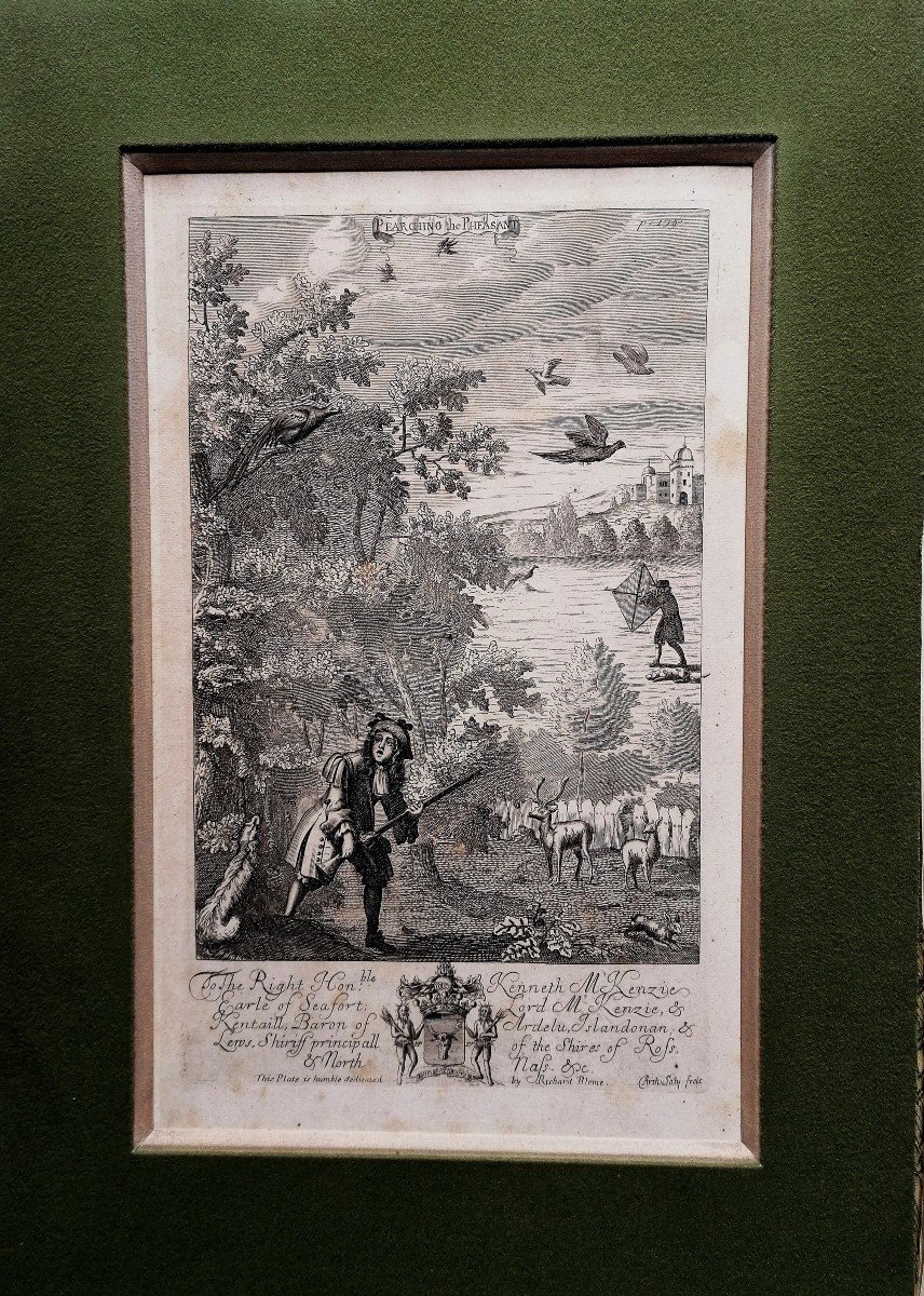 Estampe - Richard Blome - La Récreation des Gentilhommes 1686 - La Chasse Aux Faisans - Ecosse-photo-2