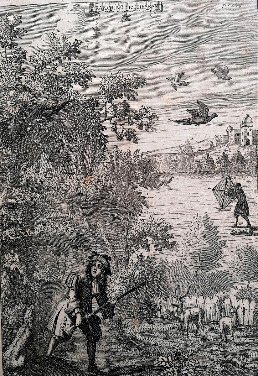 Estampe - Richard Blome - La Récreation des Gentilhommes 1686 - La Chasse Aux Faisans - Ecosse-photo-3