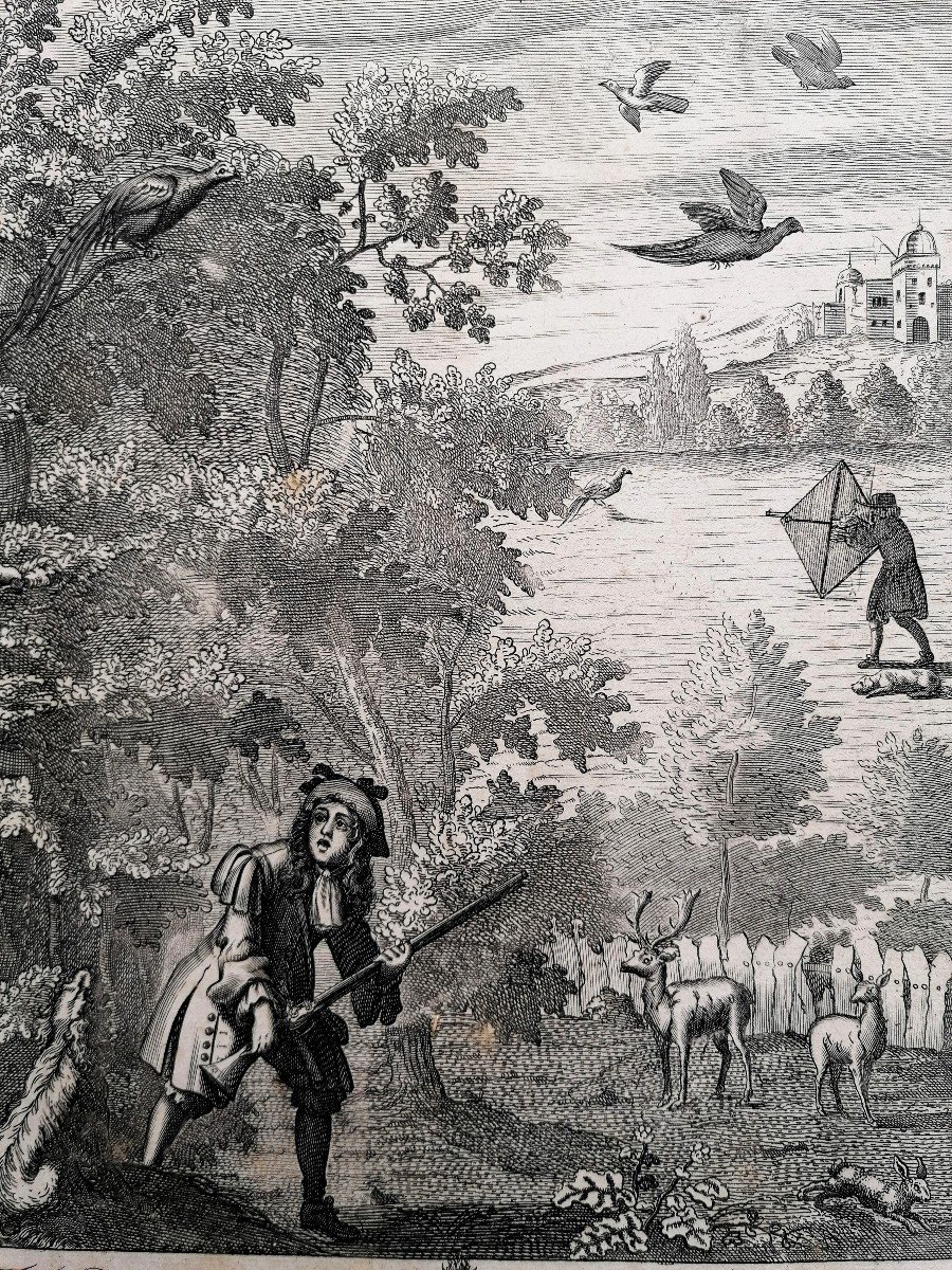 Estampe - Richard Blome - La Récreation des Gentilhommes 1686 - La Chasse Aux Faisans - Ecosse-photo-1