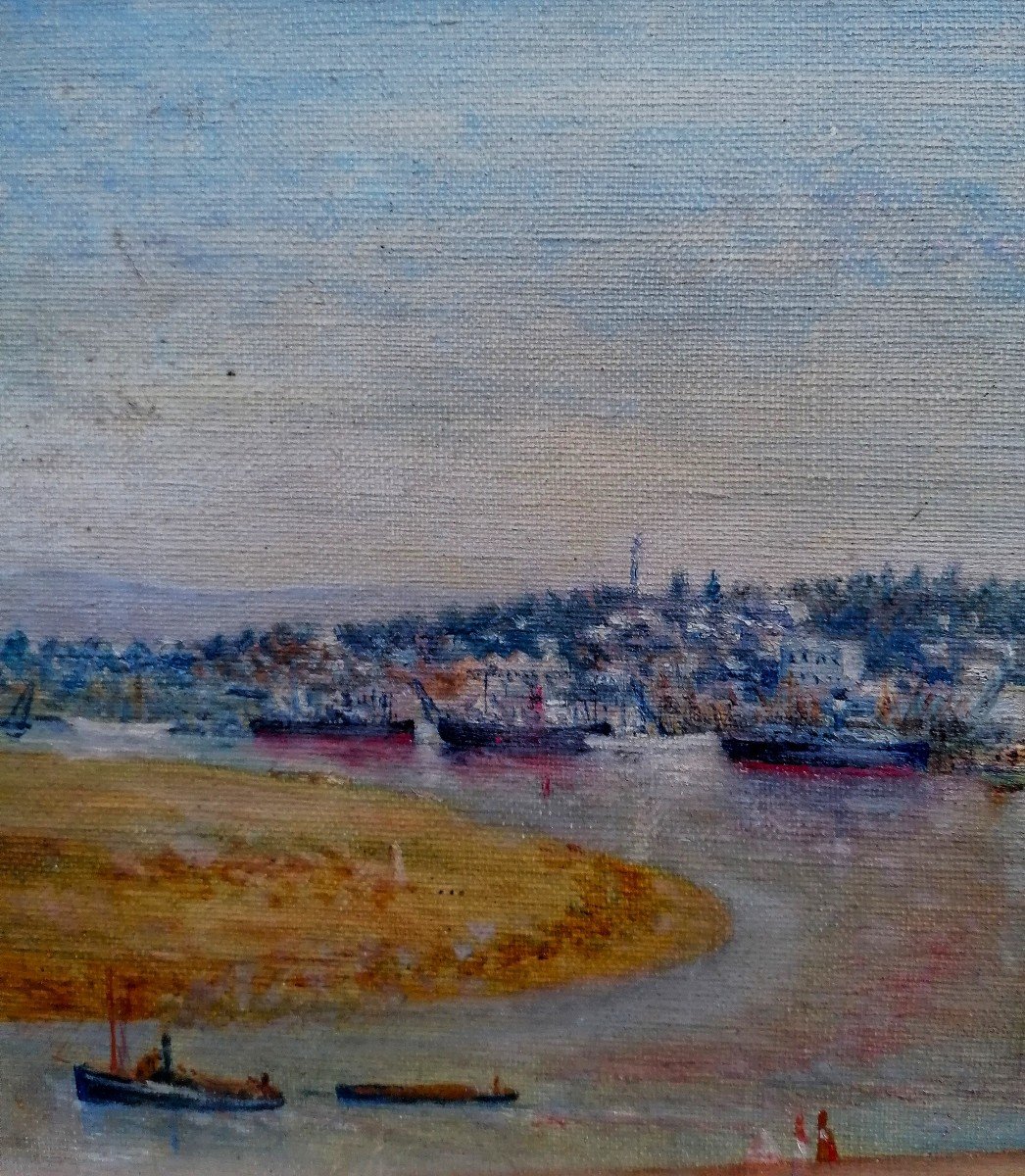 Oil On Canvas - Orientalist School - North African Port - 20th Century - Signature - Painting --photo-4