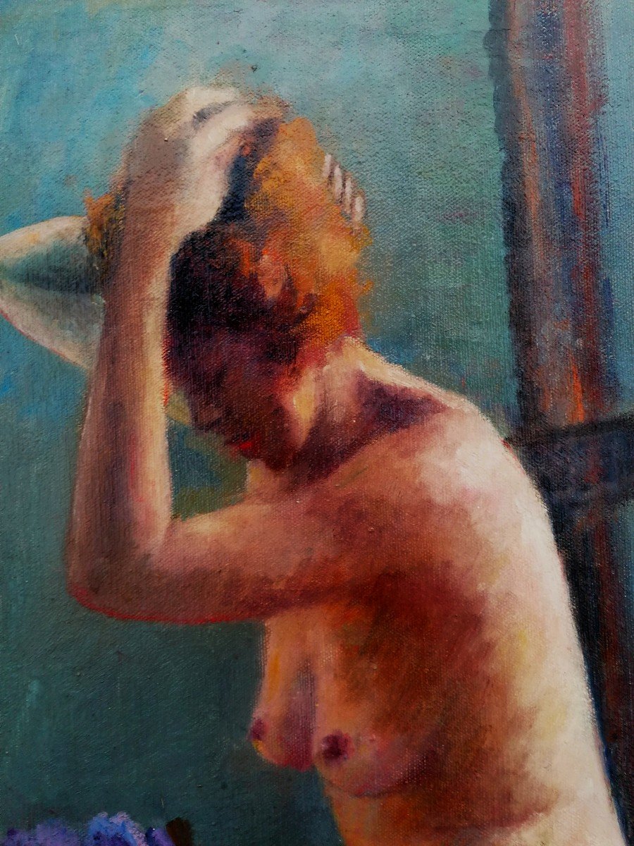 Salpi Miriam Mavian - Ecole Americaine - Post Impressionniste - Femme a la Toilette - Hst - XXe-photo-4