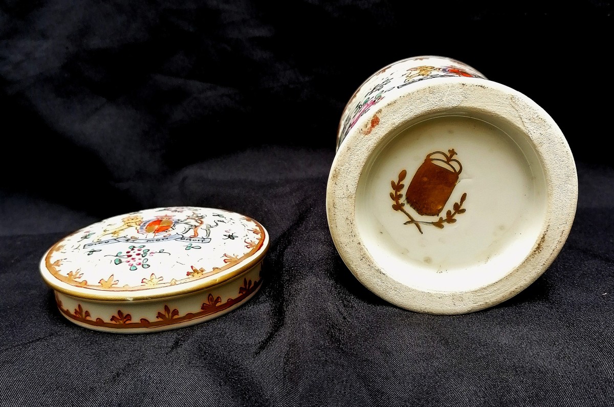 Covered Pot - Samson Porcelain - East India Company Style - Coat Of Arms - 19th Century --photo-2