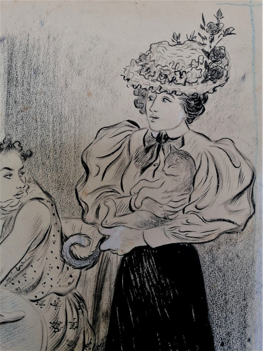 Edouard Couturier 1869-1903 - Drawing - Genre Scene - XIX Eme --photo-1