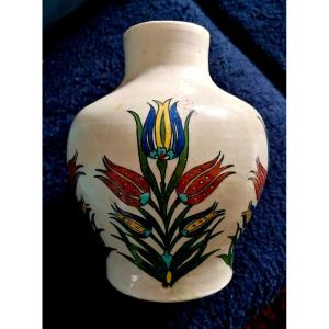 Céramique Kutahya - Iznik - Turquie - Vase - Décor Aux Tulipes - XXeme -