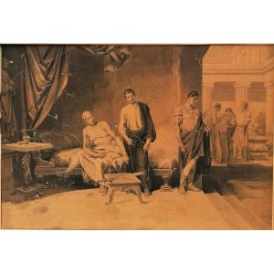 Gabriel Béringuier (1842-1913 )- Dessin Et Lavis - Scène d'Après l'Antique - Sevère - caracalla