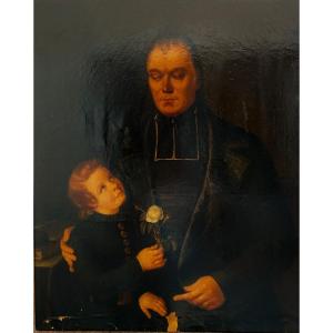 Oil On Canvas - Portrait Of Abbot Troppé In Bayeux - 1st Half Of The 19th Century - 95 X 77 Cm -
