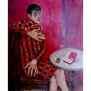 Huile sur Papier d'Après OTTO DIX - Portrait de Sylvia Von Harden - Circa 1960 - 